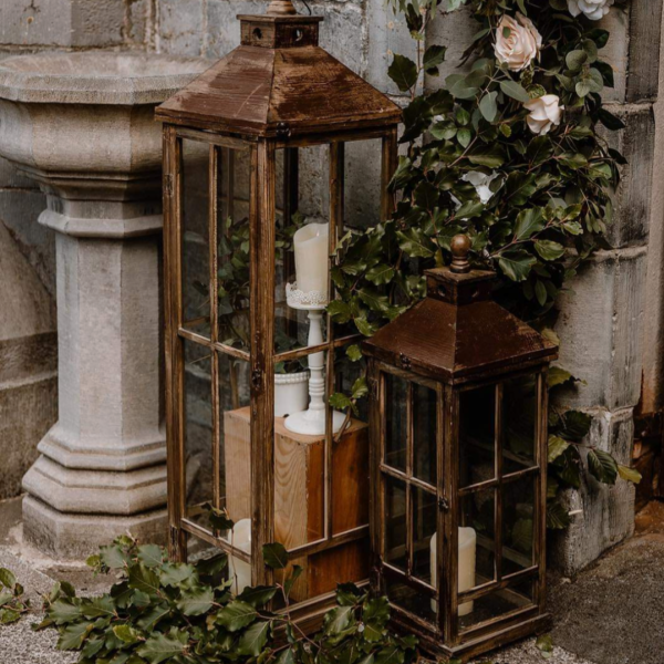 Rosewater decor lanterns, church